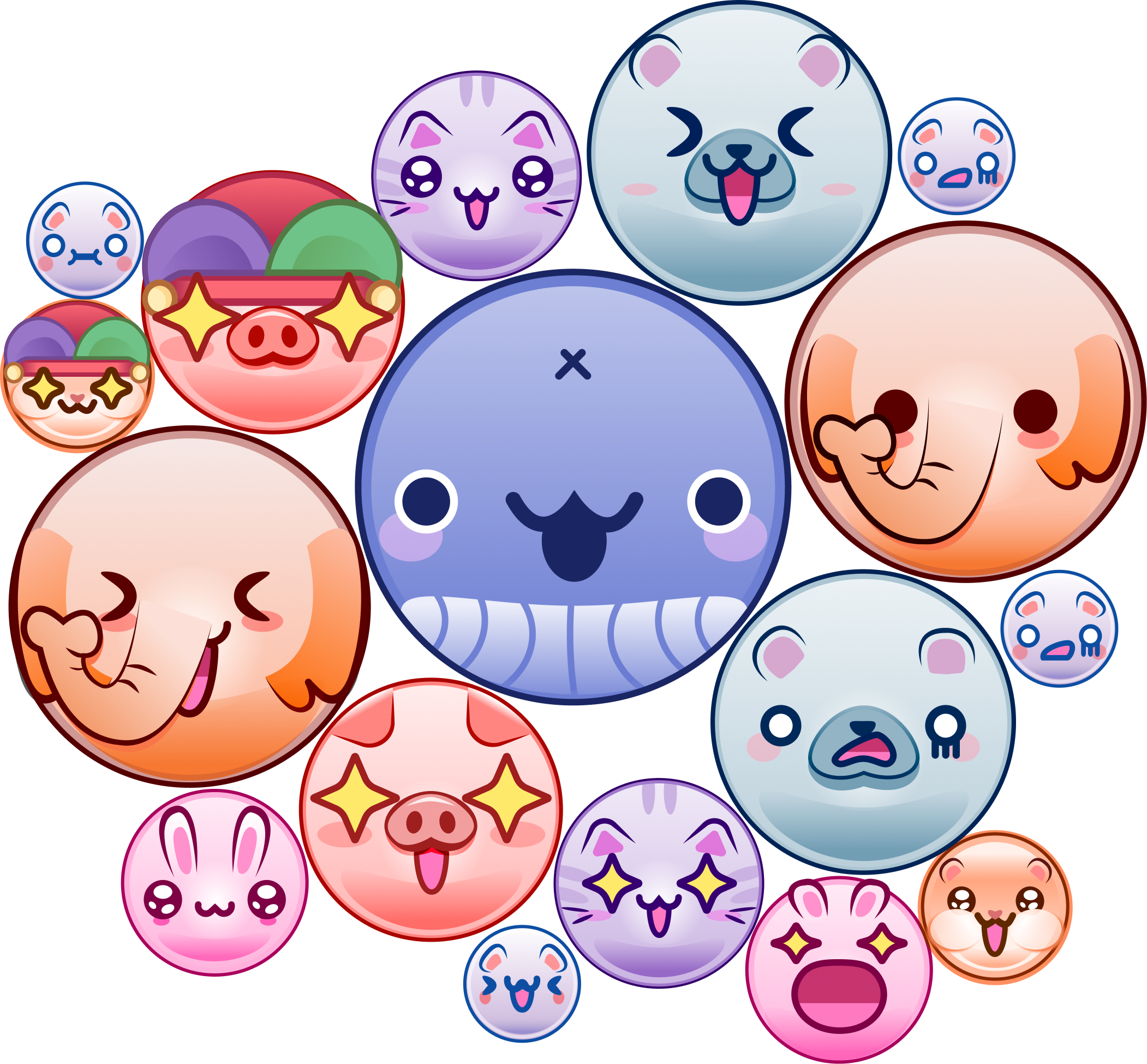 boba:3 character roster, transparent background