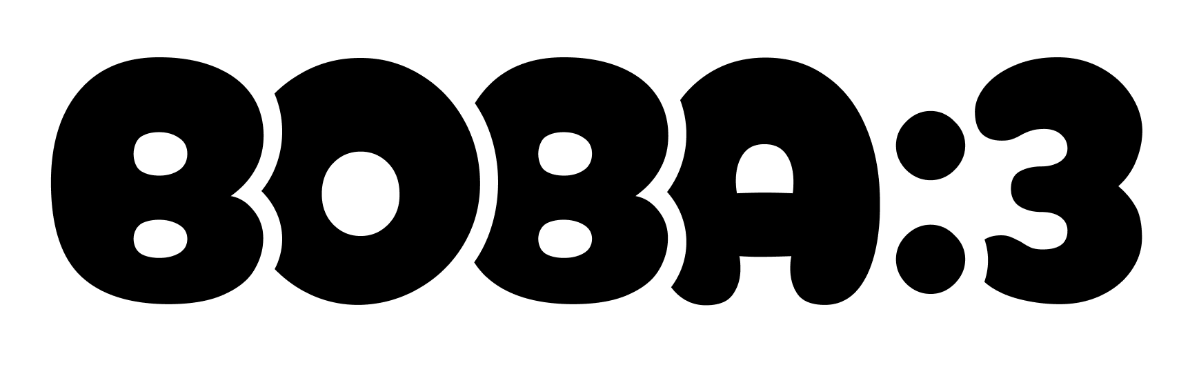 boba:3 wordmark, dark background